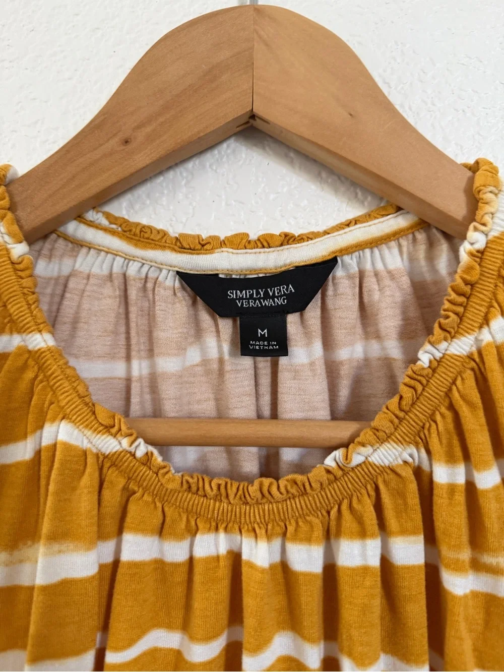 Simply Vera Vera Wang Mustard and White Striped Tank - Picture 3 of 5